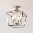 thumbnail image 1 of JONATHAN Y Plains Mini Lantern 12" 4-Light Iron Modern Farmhouse Pagoda LED Semi Flush Mount Lantern, Nickel, JYL7610D, 1 of 9