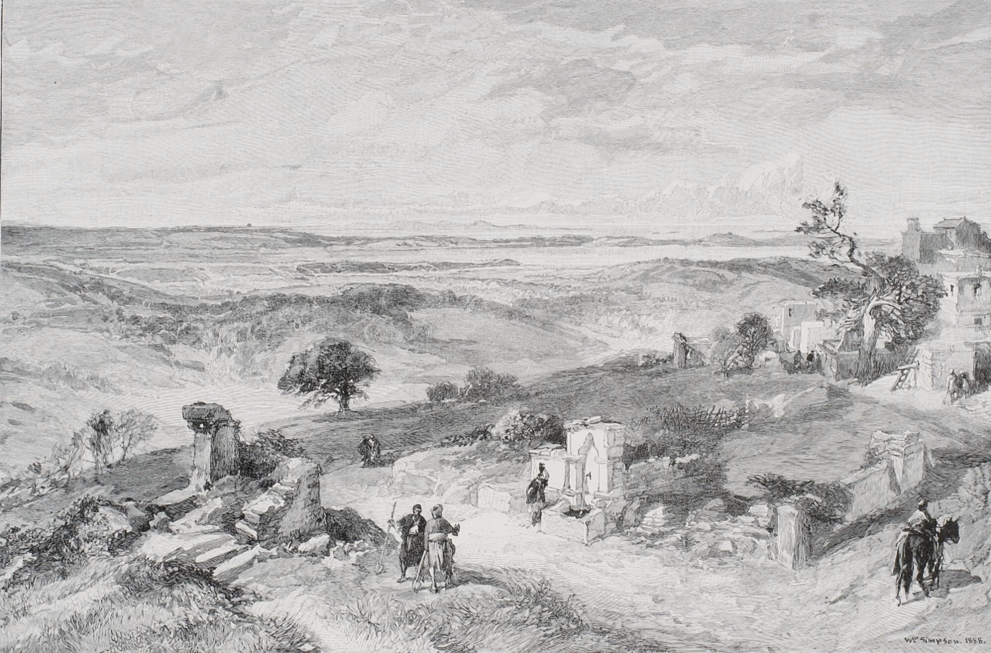 The Plains Of Troy From Erenkeui Turkey By William Simpson (1823-1899)From The Picturesque Mediterranean Circa 1890 Canvas Art - Ken Welsh Design Pics (17 x 11)