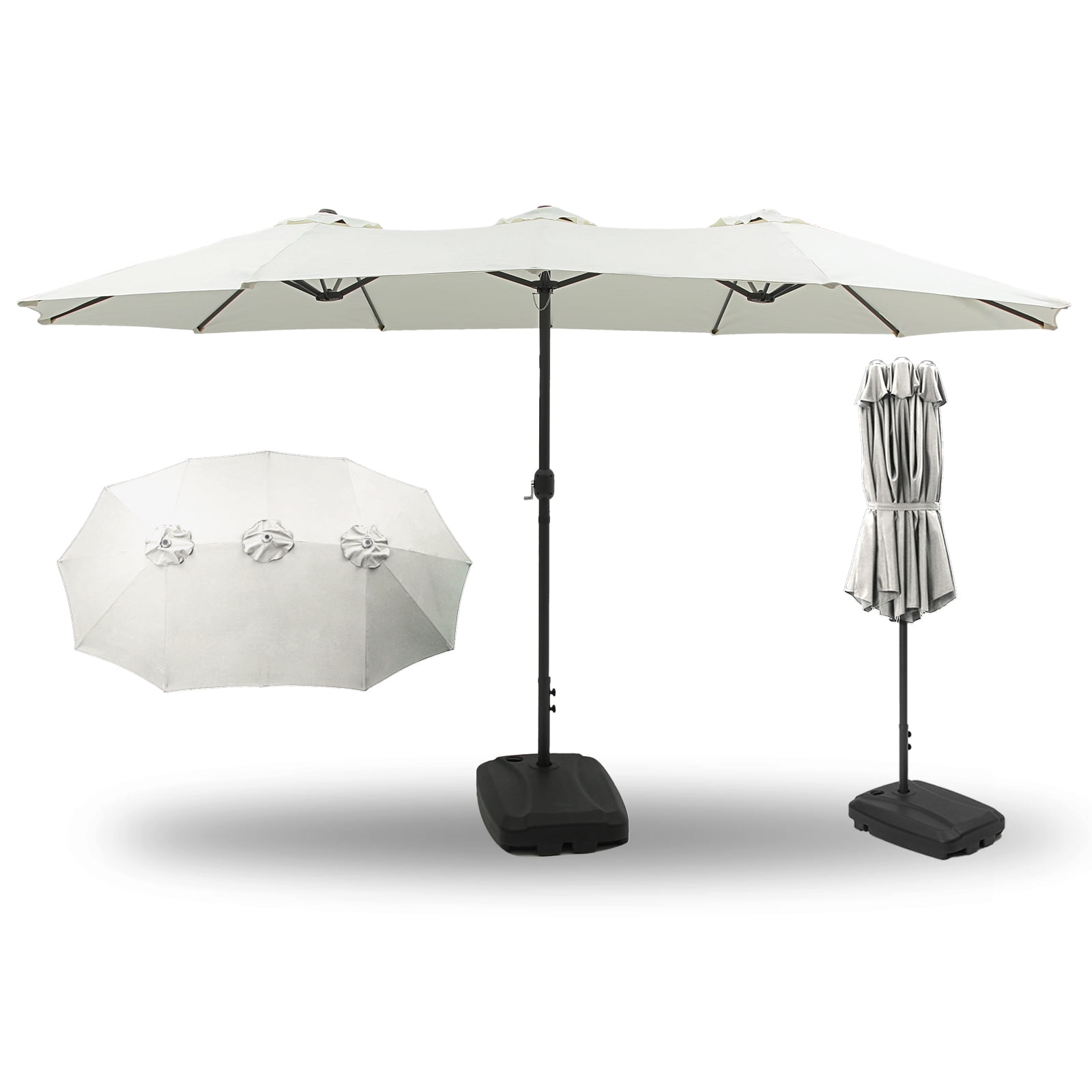 Plainsity 15ft Large Outdoor Patio Umbrella with Rolling Base, UV