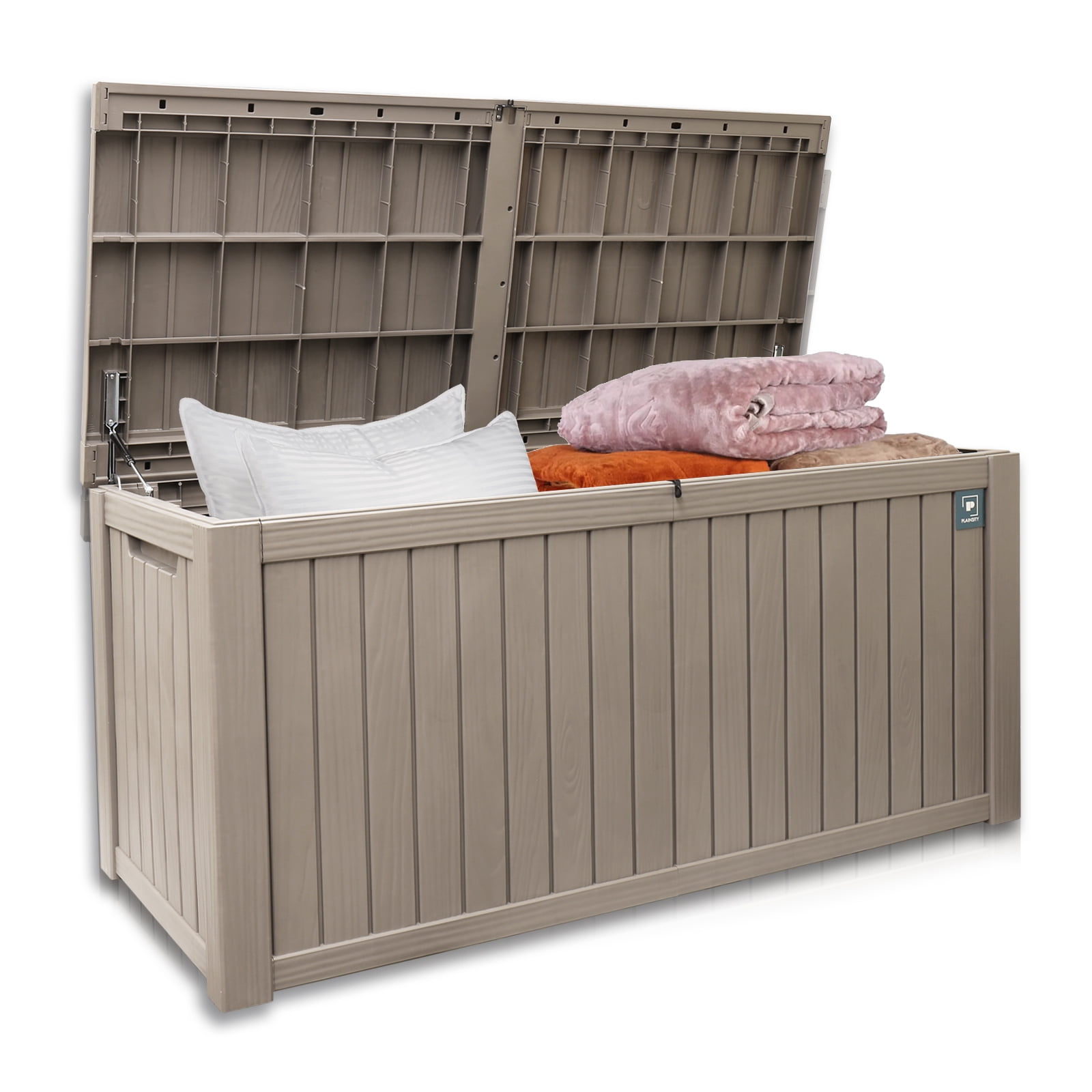 Plainsity 180 Gallon Large Deck Box, Resin Outdoor Storage Box ...