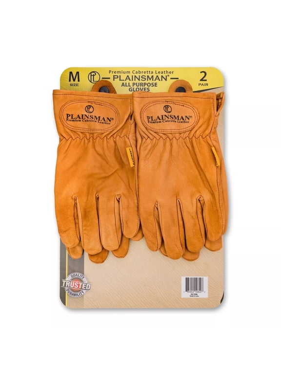 Premium Cabretta Brown Leather Gloves 2 Pairs (Medium)
