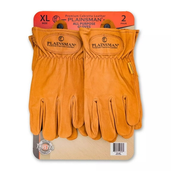 Plainsman Premium Cabretta Brown Leather Gloves 2 Pairs (X-Large)