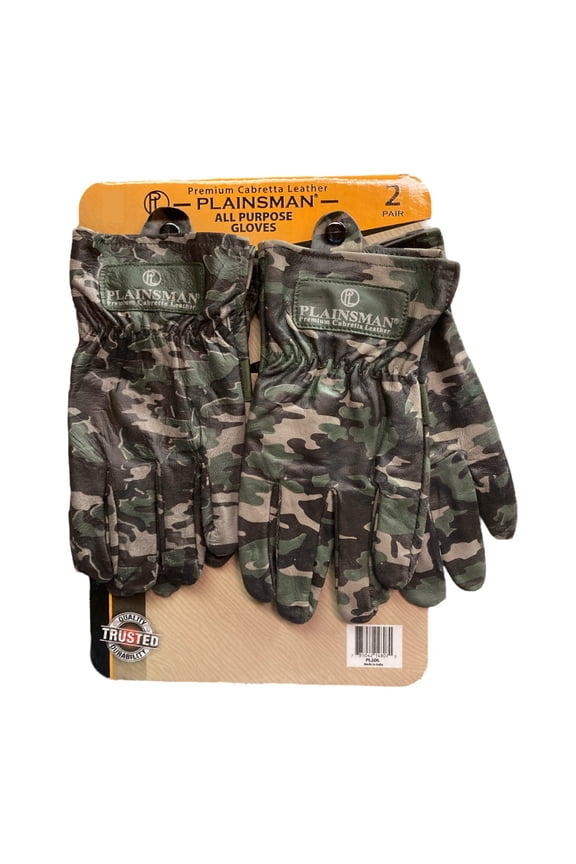 Premium Cabretta Heavy Duty Stitching Tailored Fit Leather Gloves 2 Pairs (Camo, M)