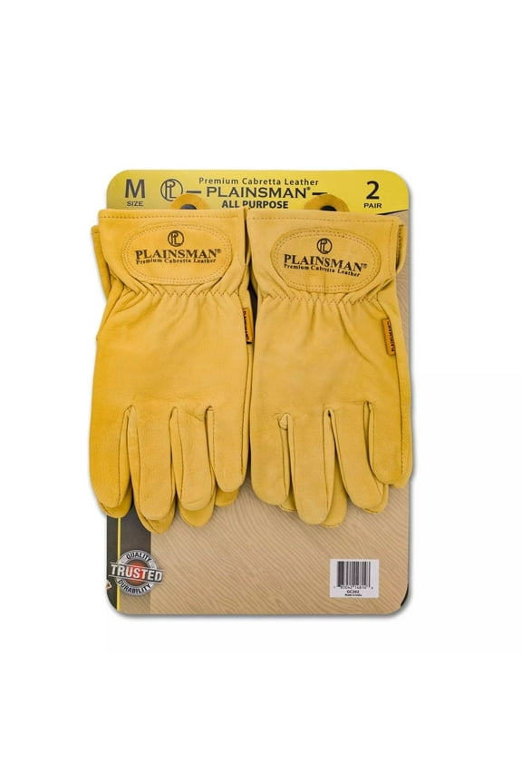 Premium Cabretta Yellow Leather Gloves 2 Pairs (Medium)