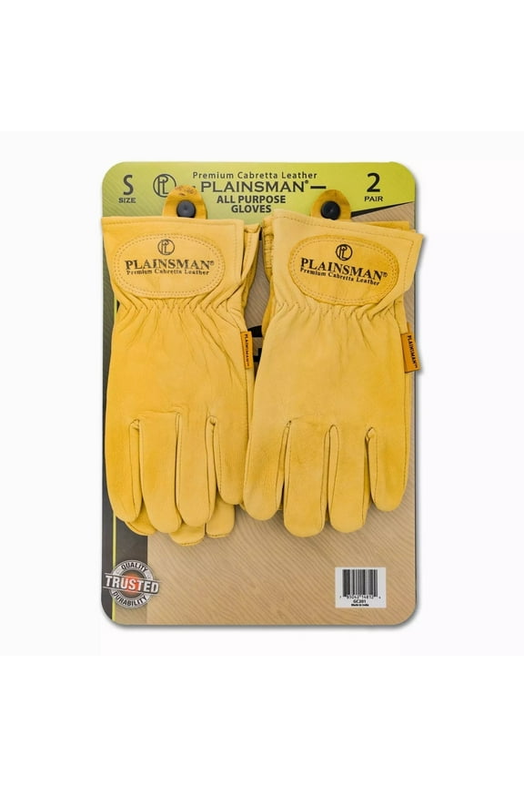 Premium Cabretta Yellow Leather Gloves 2 Pairs (Small)