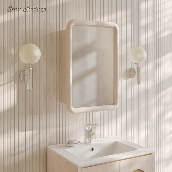 Plaisir 18 x 27 Recessed/Wall Mount Medicine Cabinet with Mirror in White Oak