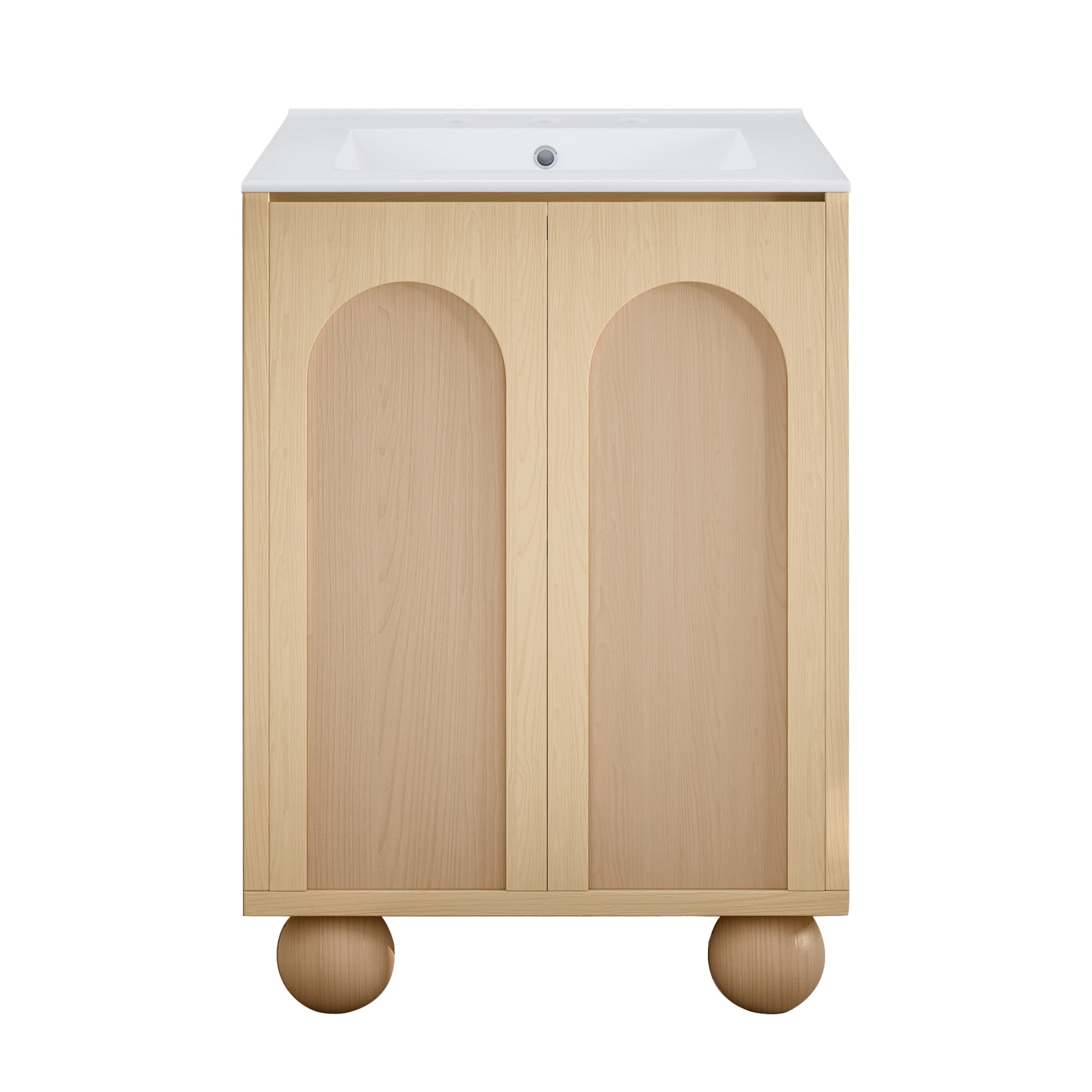 Plaisir II 24" Freestanding Bathroom Vanity in Natural Oak with 3-Hole Widespread Sink Top