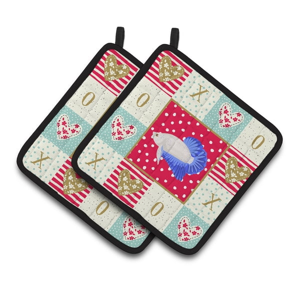 Plakat Betta Love Pair of Pot Holders Red