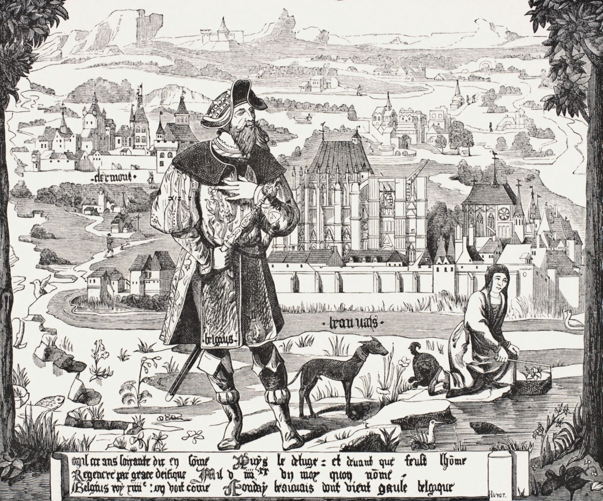 Plan Of Clermont En Beauvaisis After The Beauvais Tapestry 1530 From Science And Literature In The Middle Ages By Paul Lacroix Published London 1878 Canvas Art - Ken Welsh Design Pics (32 x 26)