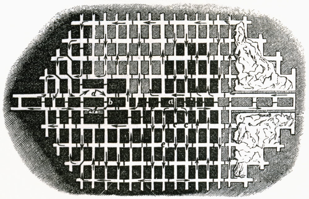 Plan Of A Coal Mine In The 19Th Century From Cyclopaedia Of Useful Arts And Manufactures By Charles Tomlinson Canvas Art - Ken Welsh Design Pics (18 x 11)