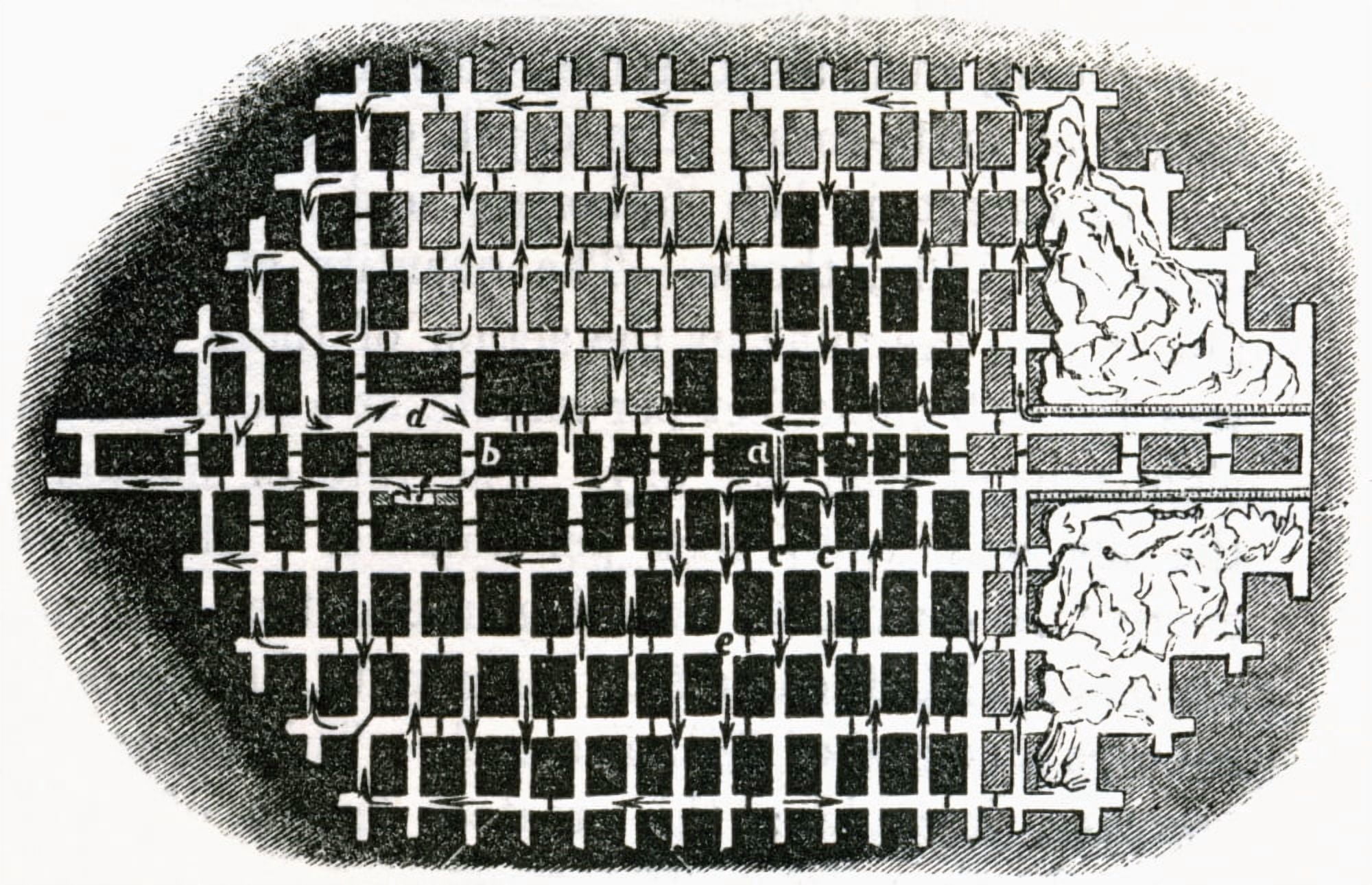 Plan Of A Coal Mine In The 19Th Century From Cyclopaedia Of Useful Arts And Manufactures By Charles Tomlinson Canvas Art - Ken Welsh Design Pics (36 x 22)