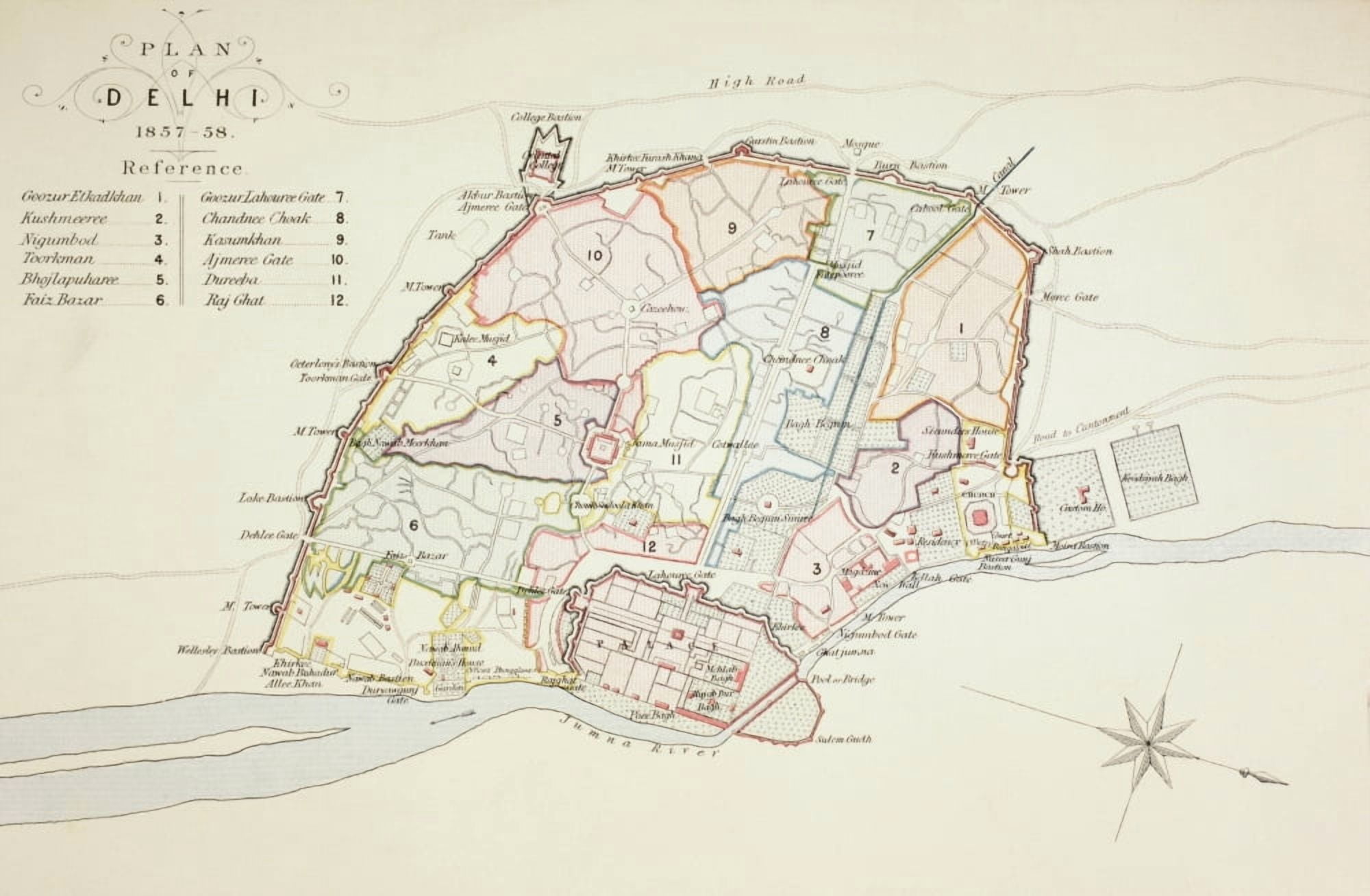Plan Of Delhi In 1857 - 1858 From The Age We Live In A History Of The Nineteenth Century Canvas Art - Ken Welsh  Design Pics (18 x 11)