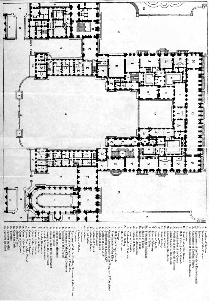 Plan Of First Floor Of Chateau Of Versailles During Reign Of Louis Xiv Canvas Art - Ken Welsh Design Pics (12 x 18)