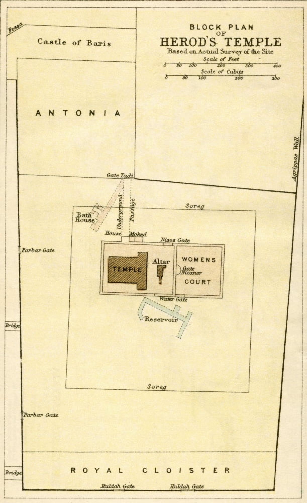 Plan Of Herods Temple Jerusalem From The Holy Bible Published C1910 Canvas Art - Ken Welsh Design Pics (11 x 18)