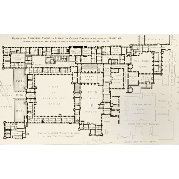Plan Of Principal Floor Of Hampton Court Palace As It Was During Reign Of King Henry Viii From History Of Hampton Court