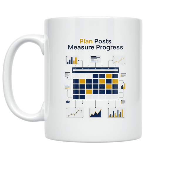 Plan Posts Measure Progress - Content Creators - 11 oz Ceramic Coffee Mug