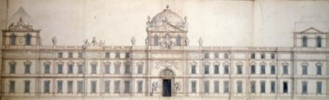Plan for the Eastern Facade of the Louvre by Charles Le Brun (1619-1690) France Paris Musee du Louvre Canvas Art - Charles Le Brun (24 x 36)