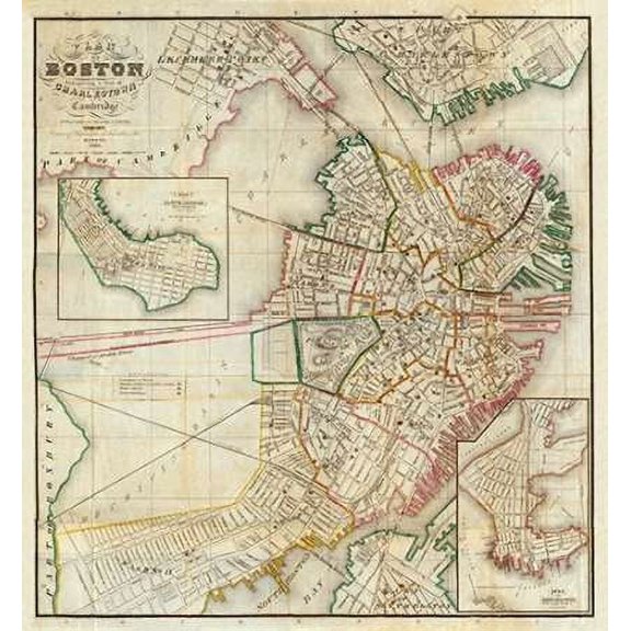 Plan of Boston Comprising a Part of Charlestown and Cambridge, 1846 Poster Print by George G. Smith (12 x 12)