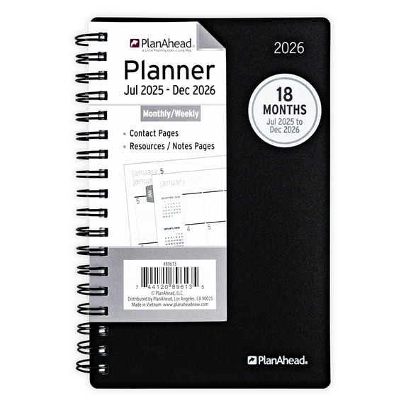 PlanAhead Small Home Office Monthly Weekly Planner (18 Month - 4" x 6.25")