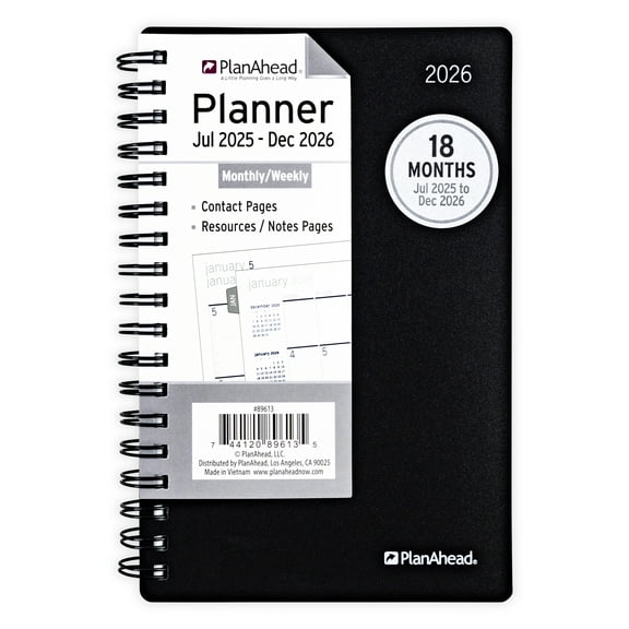 PlanAhead Small Home Office Monthly Weekly Planner (18 Month - 4" x 6.25")