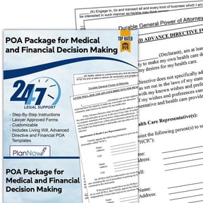 PlanNow Medical & Financial Power of Attorney Plus Advance Directive Forms - Easy Step-by-Step Instruction Legal Forms Advance Financial & Health Care
