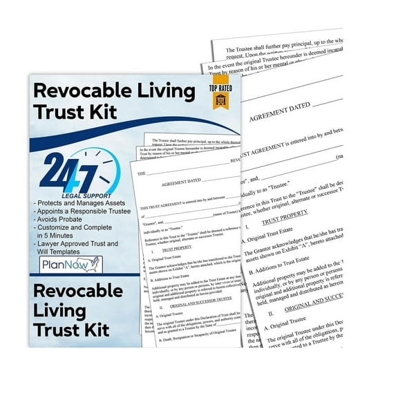 PlanNow Revocable Living Trust Kit for Individuals -Do It Yourself Revocable Trust Forms to Protect Family, Assets & Yourself - Cost-effective with Easy Step-by-Step Instructions - Attorney-Approved