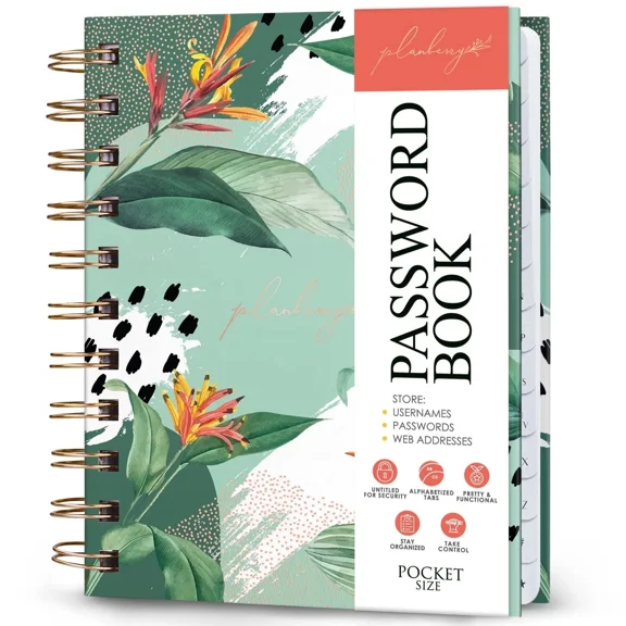 Planberry Password Book Premium Small Internet Address Organizer With A-Z T...