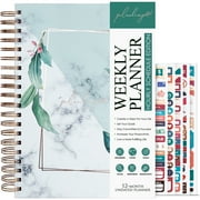 Planberry Undated Hourly Schedule Planners & Appointment Book, 6.9" x 8.5", Natural Green, 12 Pages