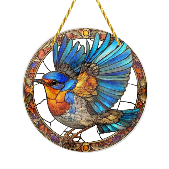 Plane, 1pc, Garden Light-Gathering Ornament (8 Inches X 8 Inches), Semi-Spread-Winged Bird Acrylic Suncatcher, Dynamic Bird Window Art, Patio Garden Hanging Decoration, Vibrant Gi