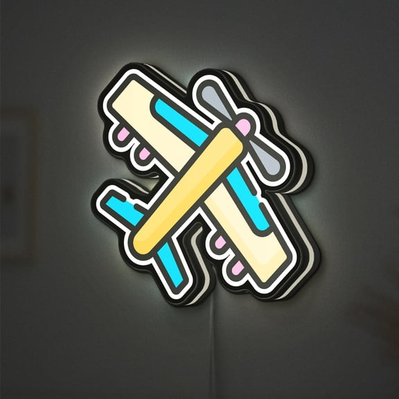Plane 3D Novelty Light Box, Cute Aviation Toy Light for Children's Spaces and Nursery Decor (Width 12 inch, 30cm)