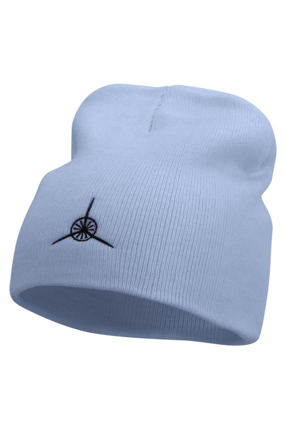 Plane Blade Propeller Icon Embroidered 8 Inch Short Beanie - Lt Blue OSFM