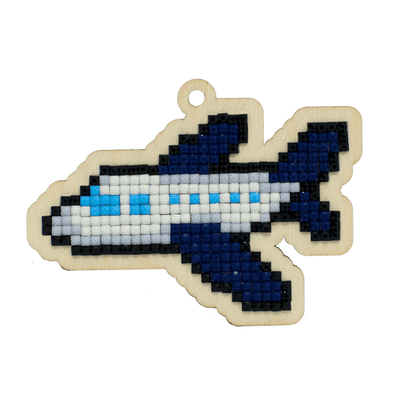 Plane CSw388 Diamond Painting on Plywood Kit White Blue Easy Small Wood By Crafting Spark Embroidery