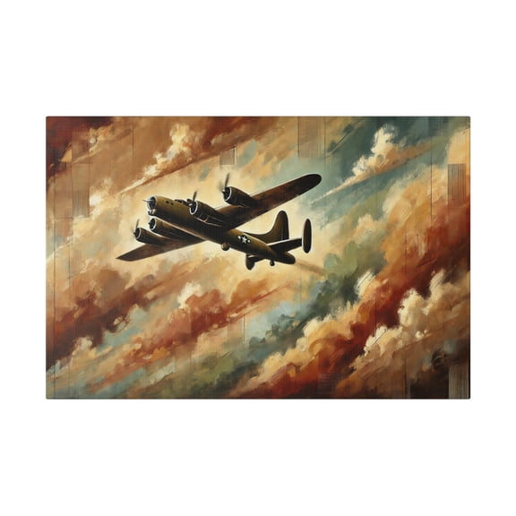 Plane - Canvas Ready to Hang! Wall Art Decor, Vintage War Plane Bomber