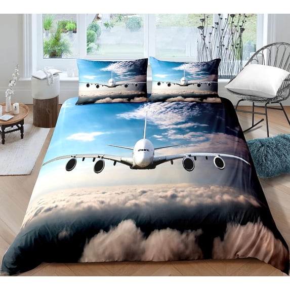 Plane Duvet Cover Set,Bedding Set for Kids and Adult, Home Decor, King Size