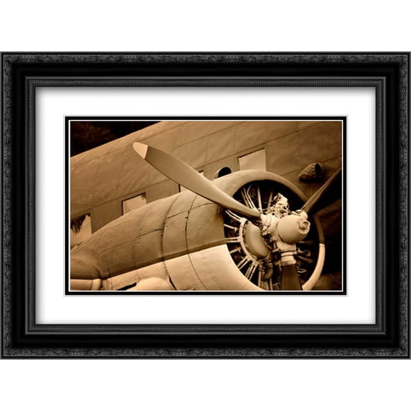 Plane Engine 1 2x Matted 24x18 Black Ornate Framed Art Print by May