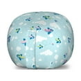 thumbnail image 1 of Plane Storage Toy Bag Chair, Cartoon Style Sky with Airplanes and Clouds Swirls Scrapbook Design Pattern, Stuffed Animal Organizer Washable Bag, Large Size, Pale Blue White Pink, by Ambesonne, 1 of 3
