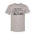 thumbnail image 1 of Plane T Shirt, Thinking About Planes, Aviation Tee, Unisex, Pilot Shirt, Flying T, Heather Stone, LARGE, 1 of 1