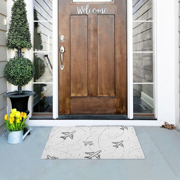 Plane Track Hand Painted Doormats Welcome Mats Gate Pads Entryway Outdoor 32" x 20"