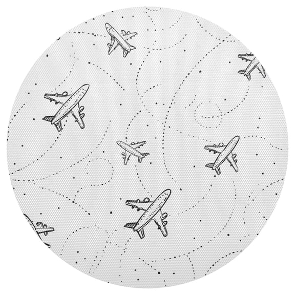 Plane Track Hand Painted PVC Round Grid Placemat Table Mat 1 Pc 15.4" x 15.4"