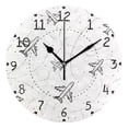 thumbnail image 1 of Plane Track Hand Painted Round Wall Clock Silent Analog Battery Operated Black Pointer Home Decor 9.84" Diameter, 1 of 11