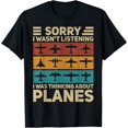thumbnail image 1 of Plane Vintage Airplanes Retro Aviation Airplane Funny Pilot T-Shirt men and women can wear, black, white, gifts, 1 of 4