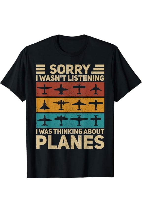 Plane Vintage Airplanes Retro Aviation Airplane Funny Pilot T-Shirt men and women can wear, black, white, gifts