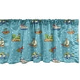 thumbnail image 1 of Plane Window Valance, Colorful Cartoon Pattern Boats Planes Trains on Blue Background, Curtain Valance for Kitchen Bedroom with Rod Pocket, 54" X 18", Multicolor, by Ambesonne, 1 of 3