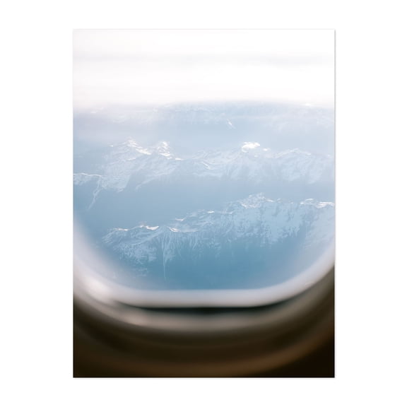 Plane Window View - Alpine Travel Photography - Photography Mountain Snow Landscape Nature Airplane Scenic Unframed Wall Art Print 5 x 7 inches