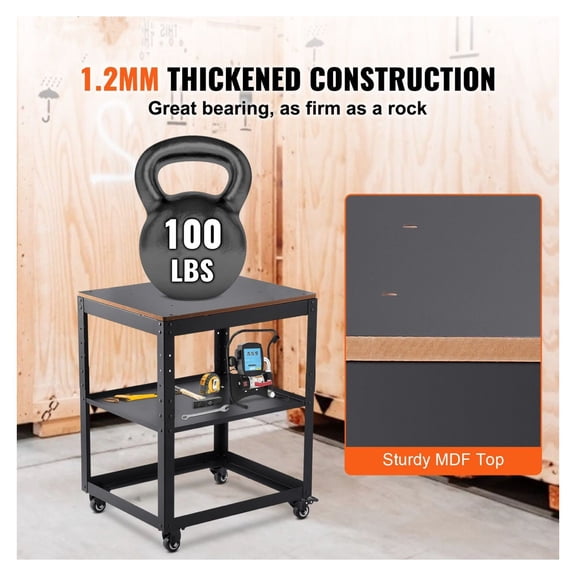 Planer Stand - 100lbs Capacity - Adjustable Height Planer Table with Casters & Storage - For Planers, Saws, Benchtop Tools