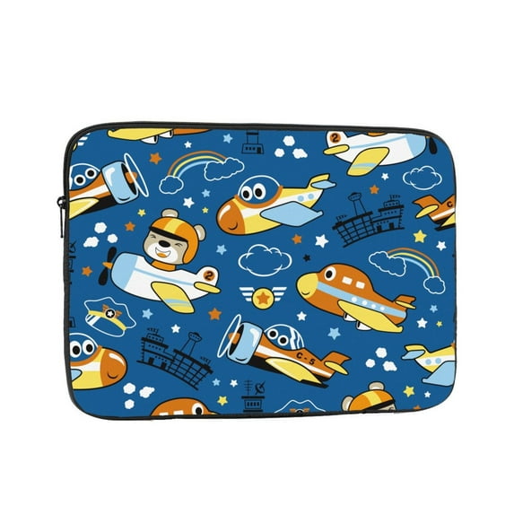 Planes Cartoon with Funny Pilot Portable Laptop Sleeve Compatible with MacBook Air Notebook Computer Case for Men Women College School Students