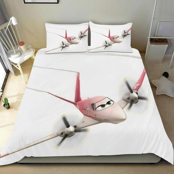 Planes Fire And Rescue Themed Bed Sheet Set Three Piece Set 53x79 Inches Comfortable And Skin Friendly Unique Design Creating A Star Studded Night