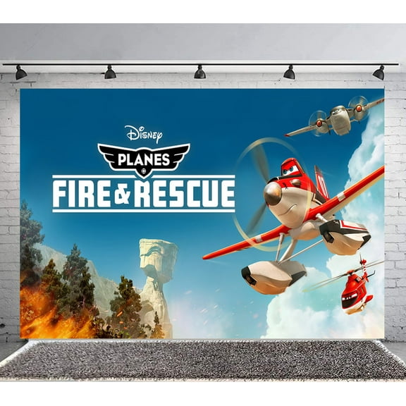 Planes Fire and Rescue Backdrop Banner Party Supplies Poster Movie Theme Background for Photography Birthday Decorations