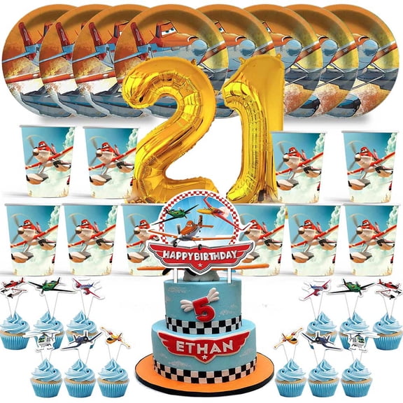 Planes Fire and Rescue Birthday 21th Cups Party Supplies Plates Fans Decorations Cake Topper Decor