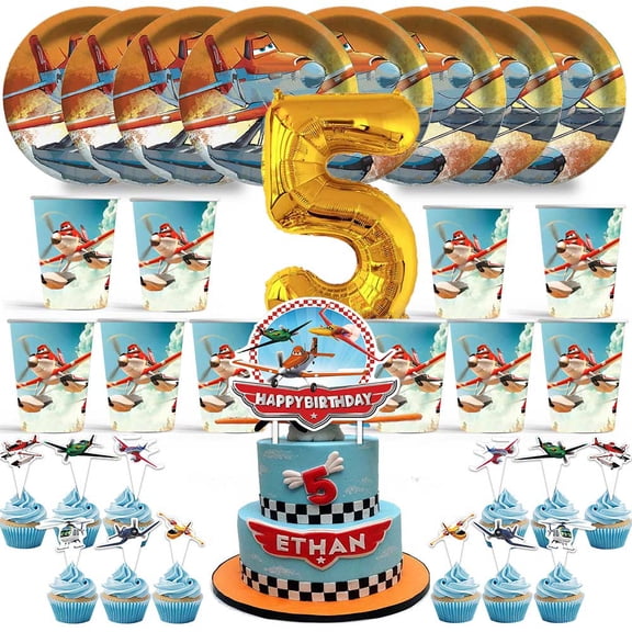 Planes Fire and Rescue Birthday 5th Cups Party Supplies Plates Fans Decorations Cake Topper Decor